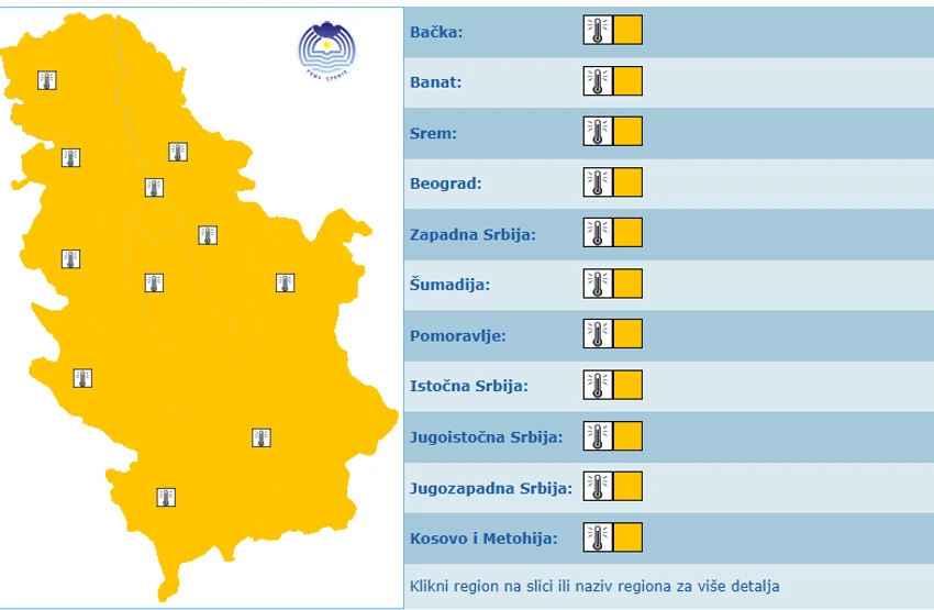 oto: RHMZ / screenshot
Meteoalarm 9. avgust